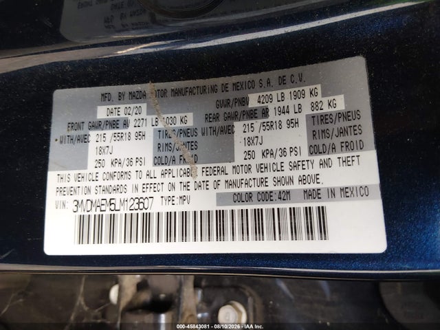 Продаж на аукціоні авто 2020 Mazda Cx-30 Premium Package, vin: 3MVDMAEM5LM123607, номер лоту: 45843081