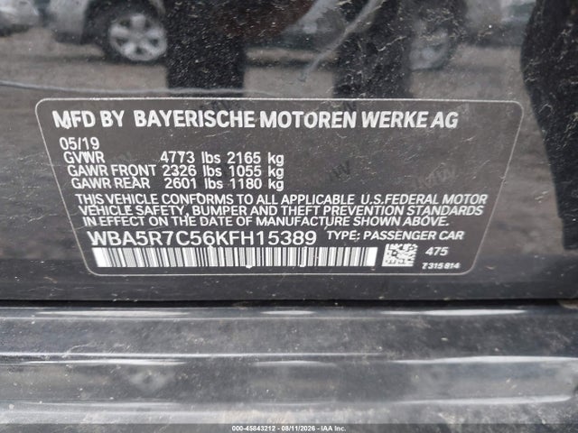 Aukcja sprzedaży 2019 Bmw 330i Xdrive, vin: WBA5R7C56KFH15389, numer aukcji: 45843212