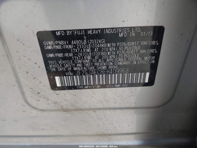 45843239 :رقم المزاد ، JF2SJAEC8EH409968 vin ، 2014 Subaru Forester 2.5i Premium مزاد بيع