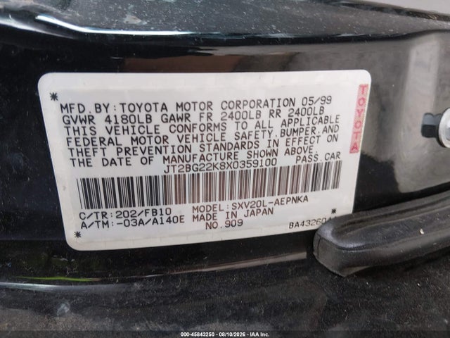 Aukcja sprzedaży 1999 Toyota Camry Le, vin: JT2BG22K8X0359100, numer aukcji: 45843250