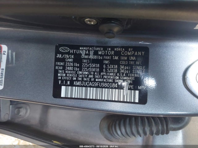 Hyundai Tucson Limited 2015 KM8JUCAG9FU980184 Image 9