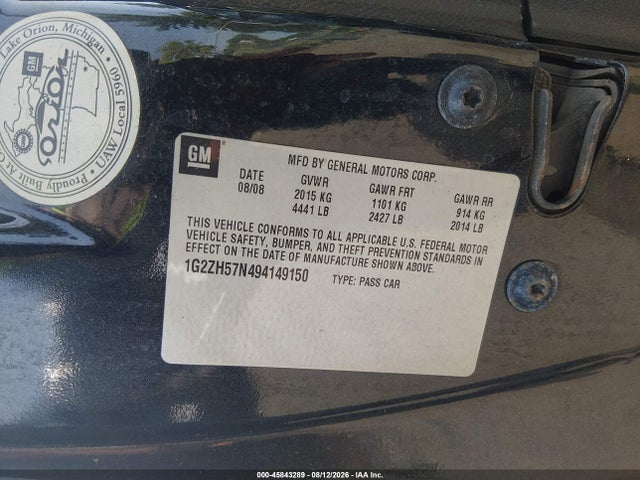 2009 Pontiac G6 Gt მანქანა იყიდება აუქციონზე, vin: 1G2ZH57N494149150, აუქციონის ნომერი: 45843289