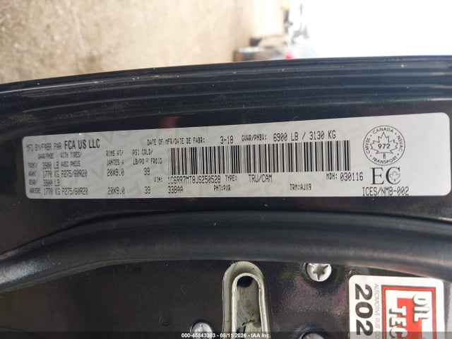 2018 Ram 1500 Sport მანქანა იყიდება აუქციონზე, vin: 1C6RR7MT8JS250528, აუქციონის ნომერი: 45843303