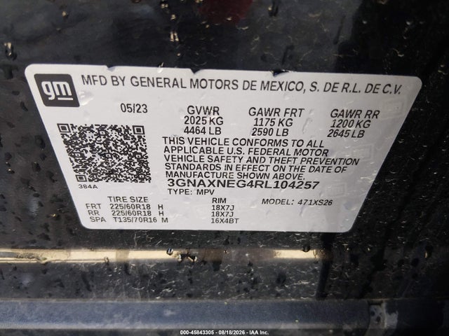 Aukcja sprzedaży 2024 Chevrolet Equinox Fwd Premier, vin: 3GNAXNEG4RL104257, numer aukcji: 45843305