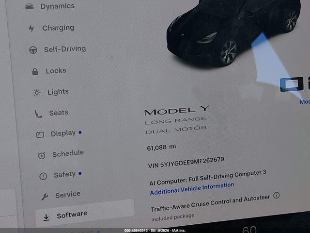 5YJYGDEE9MF262679 Tesla Model Y Long Range Dual Motor All-wheel Drive