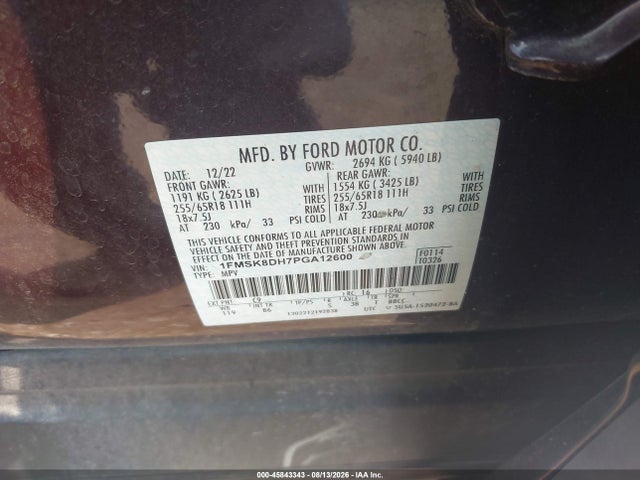 Ford EXPLORER XLT 2023 1FMSK8DH7PGA12600 Image 9