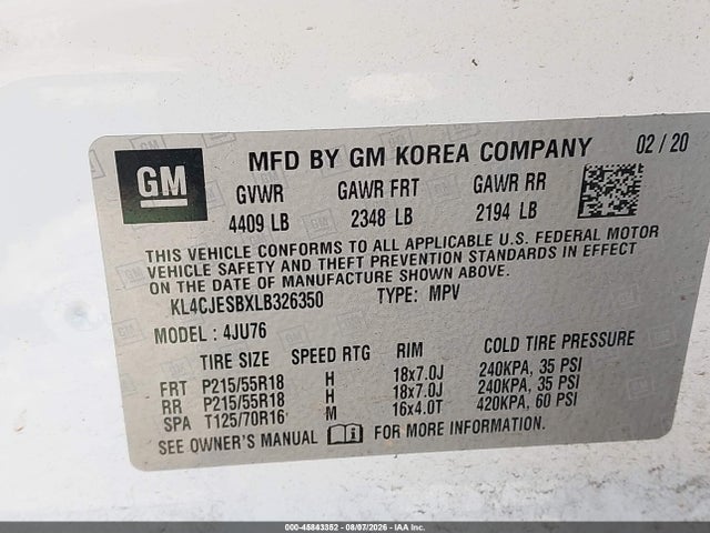 KL4CJESBXLB326350 Buick Encore Awd Preferred