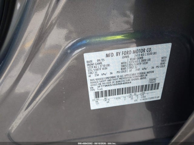 45843382 :رقم المزاد ، 3FTTW8S35SRB48844 vin ، 2025 Ford Maverick Lariat مزاد بيع