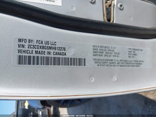 45843389 :رقم المزاد ، 2C3CDXBG6MH612276 vin ، 2021 Dodge Charger Sxt Rwd مزاد بيع