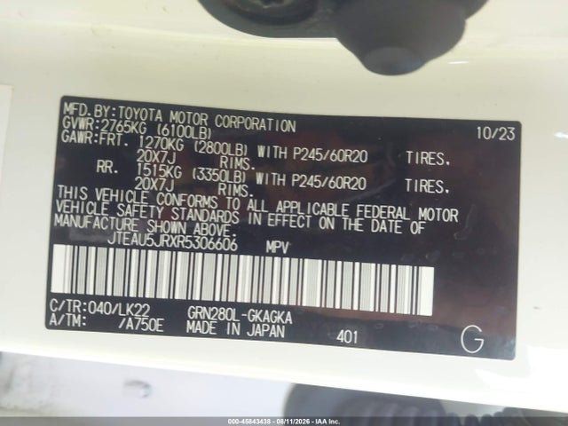 Aukcja sprzedaży 2024 Toyota 4runner Trd Sport, vin: JTEAU5JRXR5306606, numer aukcji: 45843438