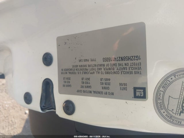 2007 Pontiac G6 Gt მანქანა იყიდება აუქციონზე, vin: 1G2ZH58N274116093, აუქციონის ნომერი: 45843485