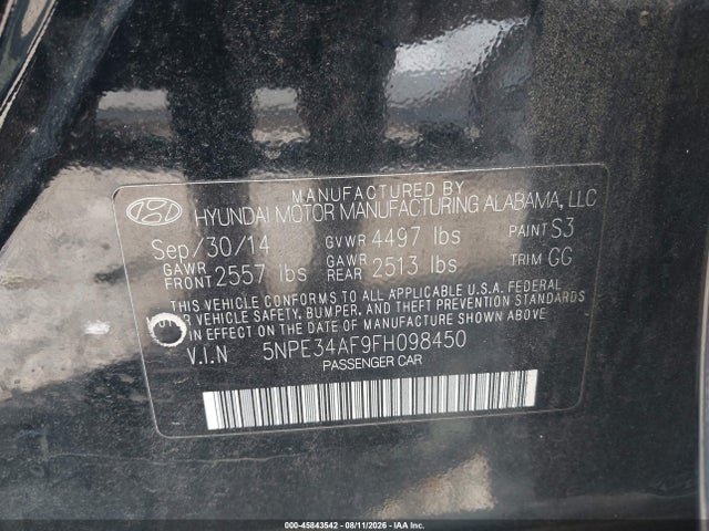 Aukcja sprzedaży 2015 Hyundai Sonata Limited, vin: 5NPE34AF9FH098450, numer aukcji: 45843542