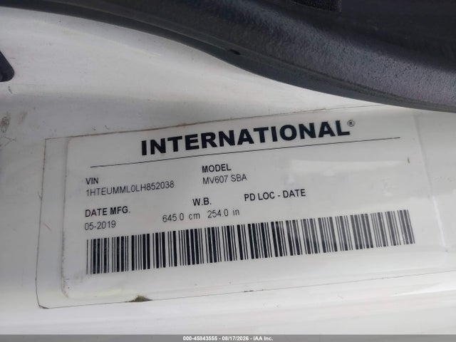 Aukcja sprzedaży 2020 International Mv, vin: 1HTEUMML0LH852038, numer aukcji: 45843555