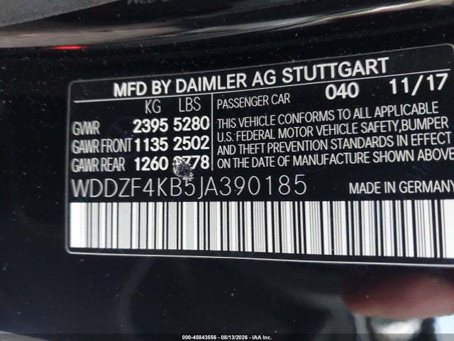 Aukcja sprzedaży 2018 Mercedes-benz E 300 4matic, vin: WDDZF4KB5JA390185, numer aukcji: 45843556