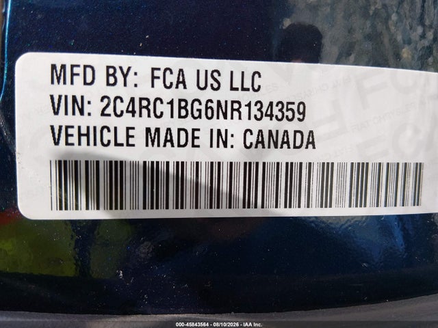 Продажа на аукционе авто 2022 Chrysler Pacifica Touring L, vin: 2C4RC1BG6NR134359, номер лота: 45843564