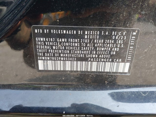 Продаж на аукціоні авто 2023 Volkswagen Jetta 1.5t Sport, vin: 3VWBM7BU2PM053423, номер лоту: 45843595