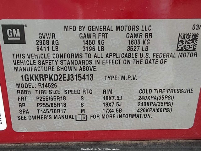 GMC Acadia Sle-2 2014 1GKKRPKD2EJ315413 Image 9