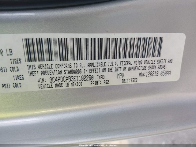 45843655 :رقم المزاد ، 3C4PDCAB3ET182260 vin ، 2014 Dodge Journey American Value Pkg مزاد بيع