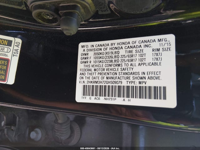2HKRM3H72GH509079 Honda Cr-v Ex-l