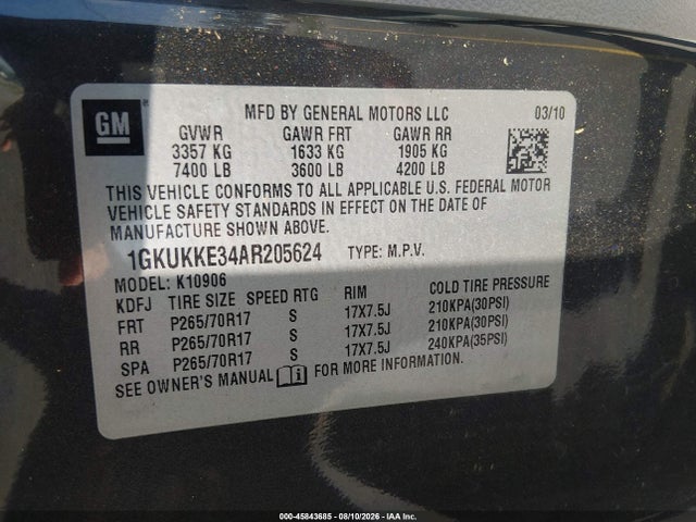 Продаж на аукціоні авто 2010 Gmc Yukon Xl 1500 Slt, vin: 1GKUKKE34AR205624, номер лоту: 45843685