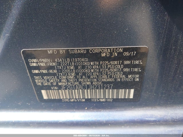 45843691 :رقم المزاد ، JF2GTABC1JH231237 vin ، 2018 Subaru Crosstrek 2.0i Premium مزاد بيع
