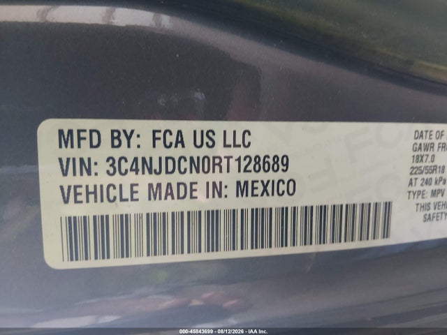 45843699 :رقم المزاد ، 3C4NJDCN0RT128689 vin ، 2024 Jeep Compass Limited 4x4 مزاد بيع