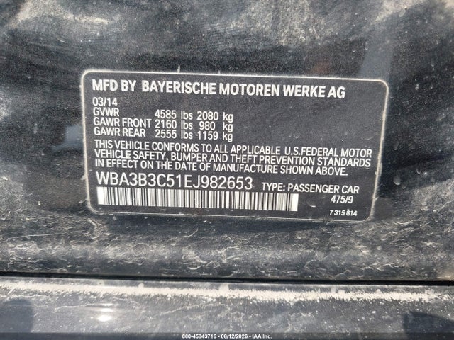 Aukcja sprzedaży 2014 Bmw 328i Xdrive, vin: WBA3B3C51EJ982653, numer aukcji: 45843716