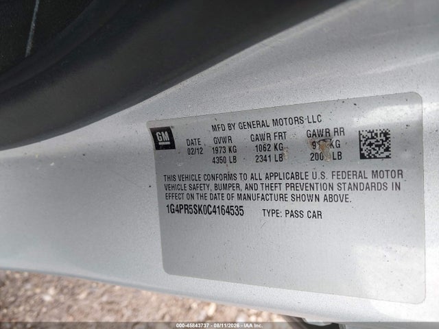 45843737 :رقم المزاد ، 1G4PR5SK0C4164535 vin ، 2012 Buick Verano Convenience Group مزاد بيع
