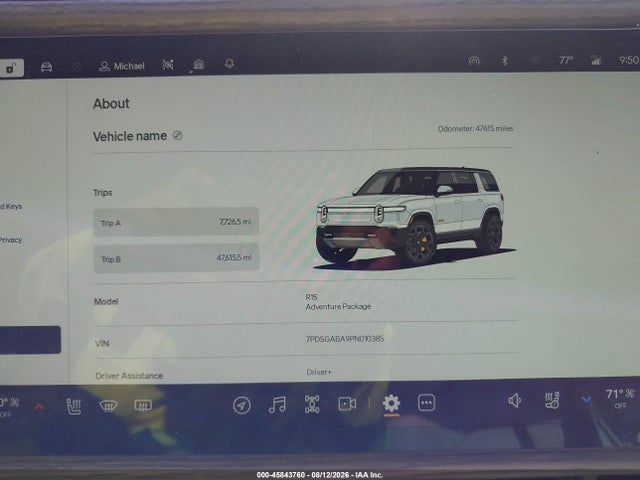 45843760 :رقم المزاد ، 7PDSGABA9PN010385 vin ، 2023 Rivian R1s Adventure مزاد بيع