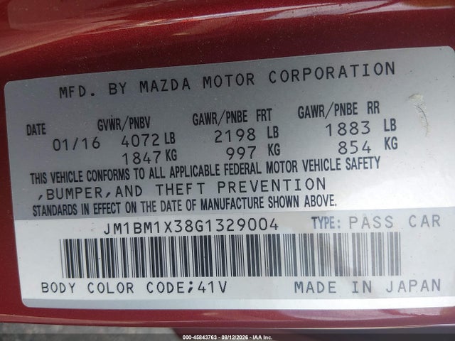 Продажа на аукционе авто 2016 Mazda Mazda3 S Grand Touring, vin: JM1BM1X38G1329004, номер лота: 45843763