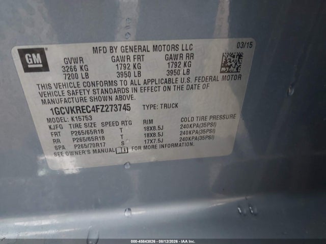 Chevrolet Silverado 1500 Lt 2015 1GCVKREC4FZ273745 Image 9