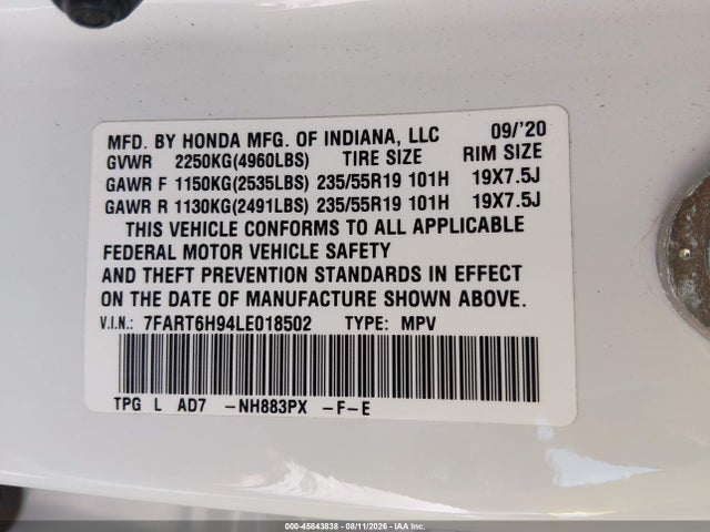 7FART6H94LE018502 Honda Cr-v Hybrid Touring
