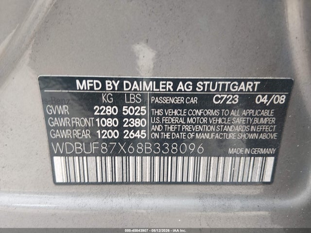 Продаж на аукціоні авто 2008 Mercedes-benz E 350 4matic, vin: WDBUF87X68B338096, номер лоту: 45843907