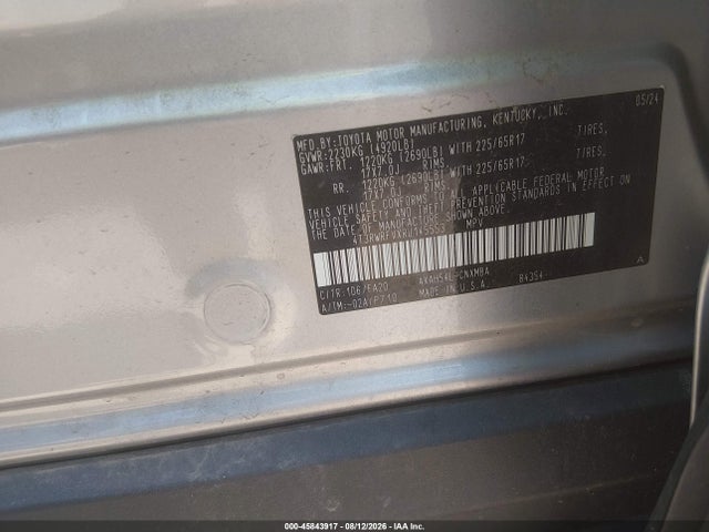 45843917 :رقم المزاد ، 4T3RWRFVXRU145553 vin ، 2024 Toyota Rav4 Hybrid Xle مزاد بيع