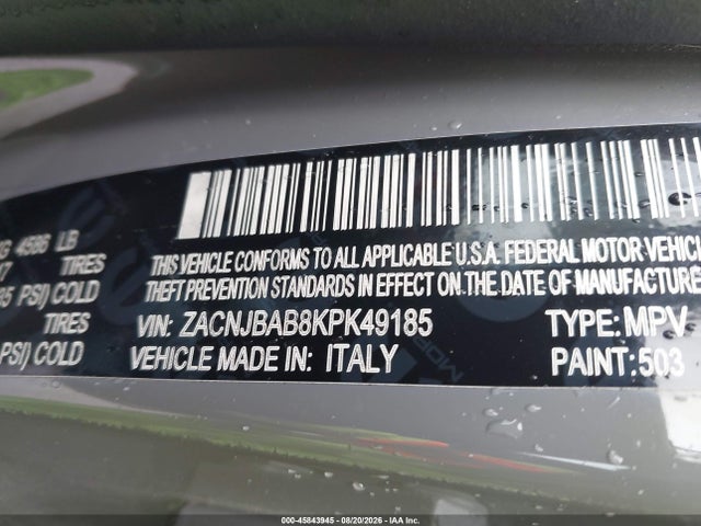 Продаж на аукціоні авто 2019 Jeep Renegade Upland 4x4, vin: ZACNJBAB8KPK49185, номер лоту: 45843945