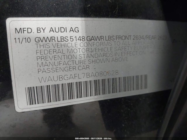 Продажа на аукционе авто 2011 Audi S4 3.0 Premium Plus, vin: WAUBGAFL7BA080628, номер лота: 45843950
