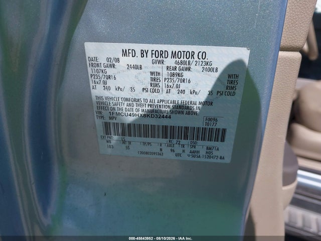 Продажа на аукционе авто 2008 Ford Escape Hybrid, vin: 1FMCU49HX8KD32444, номер лота: 45843952