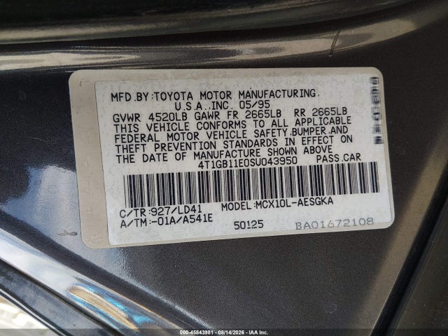 Aukcja sprzedaży 1995 Toyota Avalon Xls, vin: 4T1GB11E0SU043950, numer aukcji: 45843981