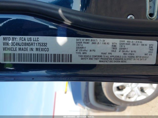 Продаж на аукціоні авто 2024 Jeep Compass Latitude 4x4, vin: 3C4NJDBN5RT175332, номер лоту: 45844002
