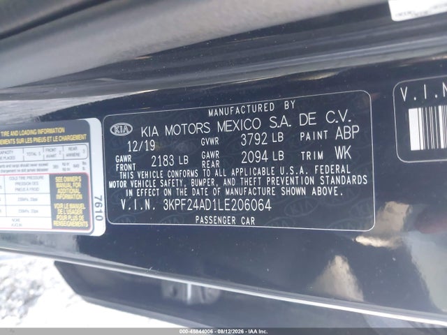 Продаж на аукціоні авто 2020 Kia Forte Lxs, vin: 3KPF24AD1LE206064, номер лоту: 45844006