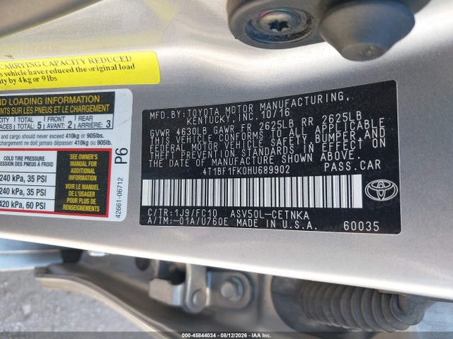 Aukcja sprzedaży 2017 Toyota Camry Le, vin: 4T1BF1FK0HU689902, numer aukcji: 45844034