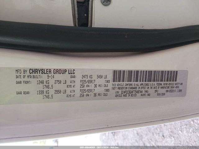 45844069 :رقم المزاد ، 3C4PDCBGXFT548744 vin ، 2015 Dodge Journey Sxt مزاد بيع