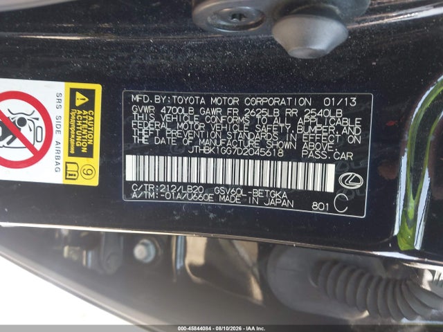 45844084 :رقم المزاد ، JTHBK1GG7D2045618 vin ، 2013 Lexus Es 350 مزاد بيع
