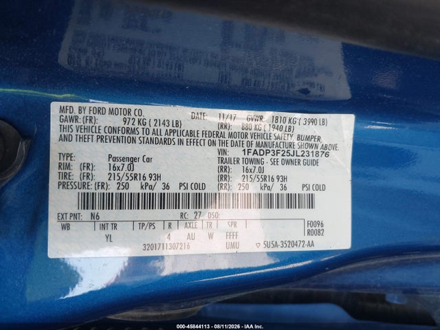 Ford FOCUS SE 2018 1FADP3F25JL231876 Image 9