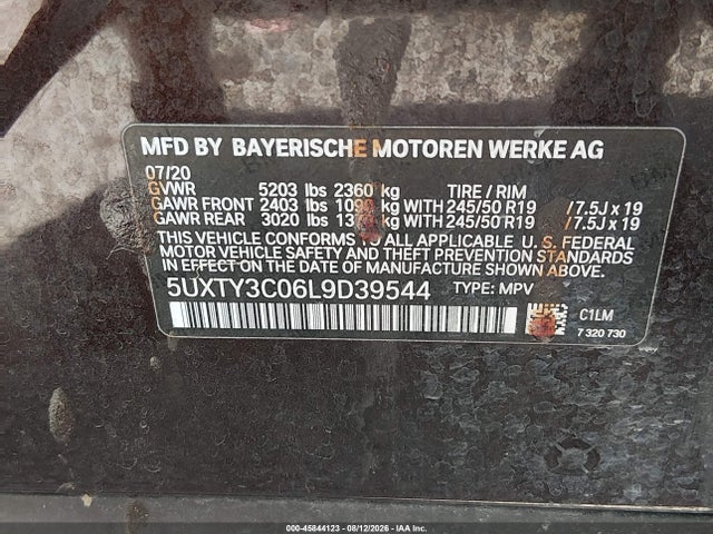 Aukcja sprzedaży 2020 Bmw X3 Sdrive30i, vin: 5UXTY3C06L9D39544, numer aukcji: 45844123