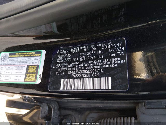 Aukcja sprzedaży 2025 Hyundai Elantra Limited, vin: KMHLP4DG8SU995710, numer aukcji: 45844135