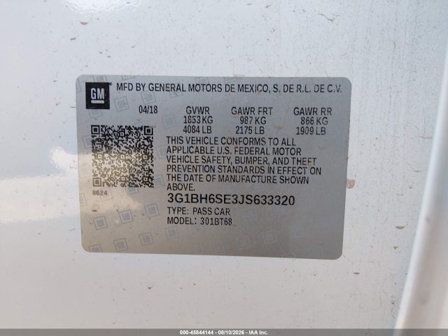 Chevrolet Cruze Lt Auto 2018 3G1BH6SE3JS633320 Image 9