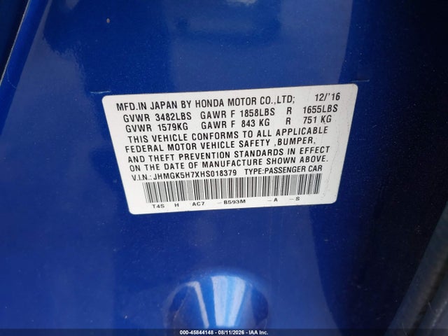 JHMGK5H7XHS018379 Honda FIT EX