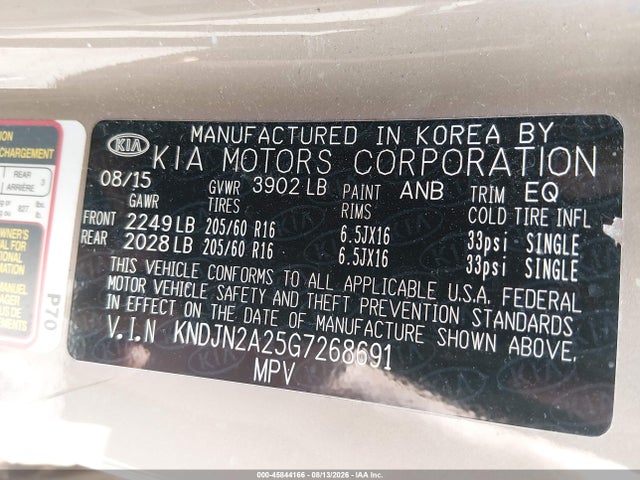 Продаж на аукціоні авто 2016 Kia Soul, vin: KNDJN2A25G7268691, номер лоту: 45844166
