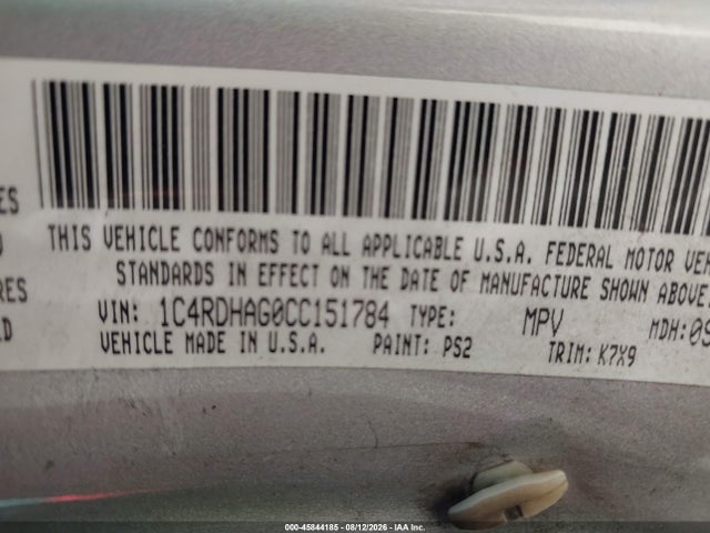 Продажа на аукционе авто 2012 Dodge Durango Sxt, vin: 1C4RDHAG0CC151784, номер лота: 45844185